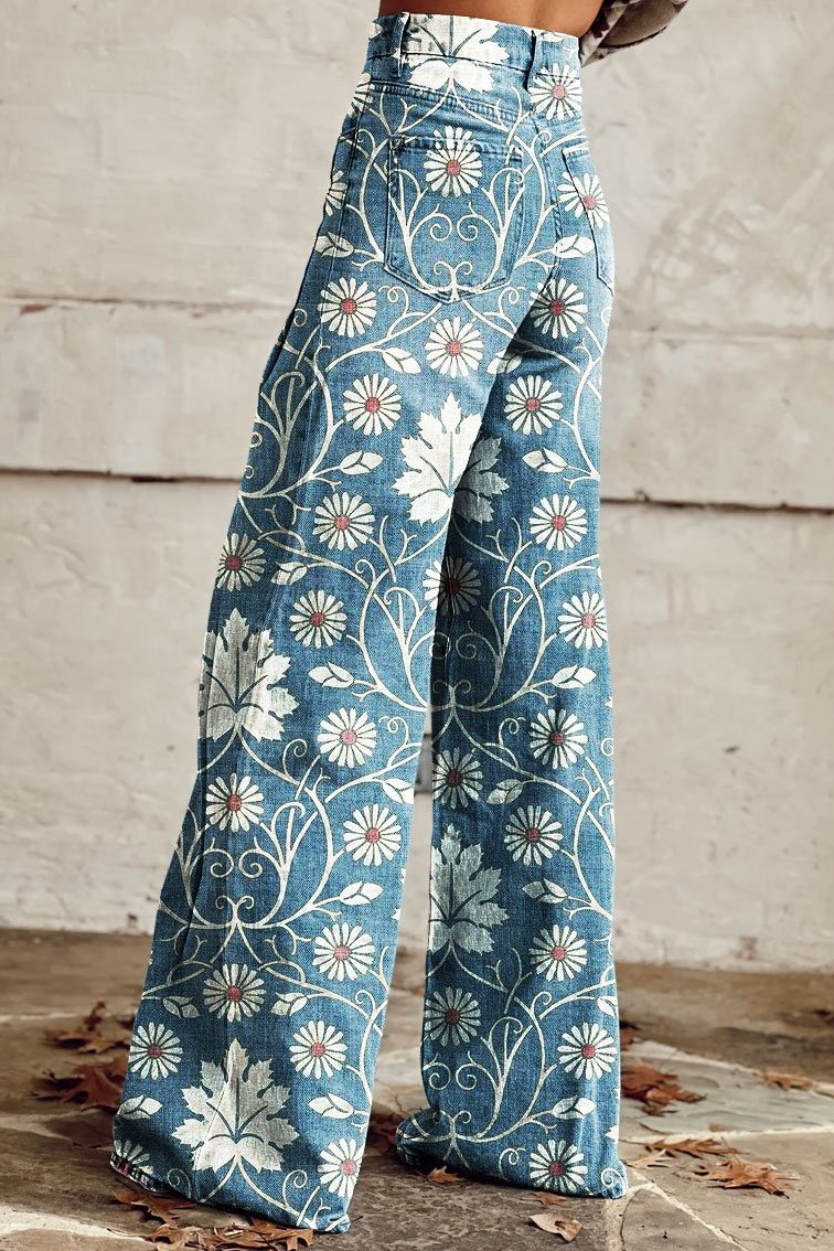 ISOLDE | Elegante Boho Broek met Bloemenpatroon