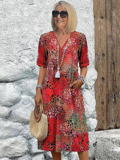 Mirelle | Jurk met V-hals en stijlvolle print