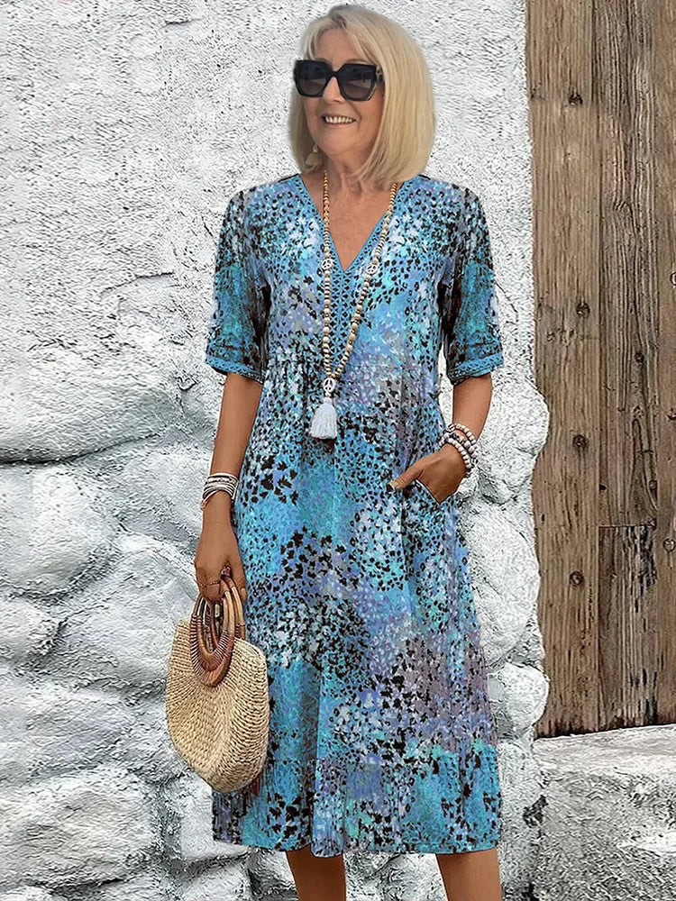 Mirelle | Jurk met V-hals en stijlvolle print