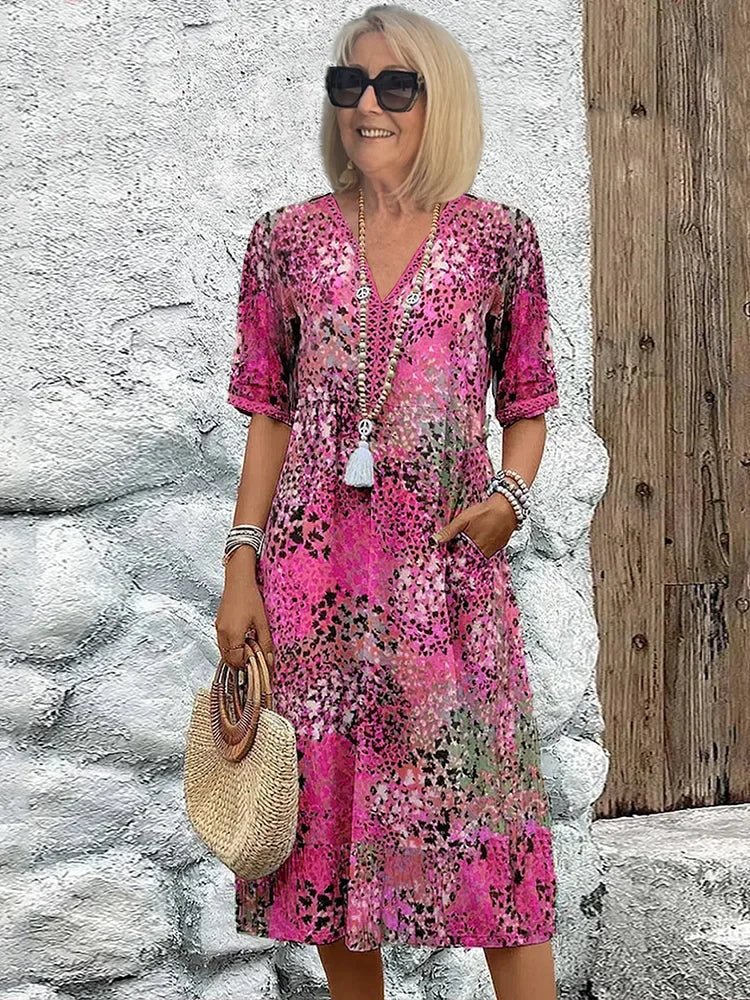 Mirelle | Jurk met V-hals en stijlvolle print