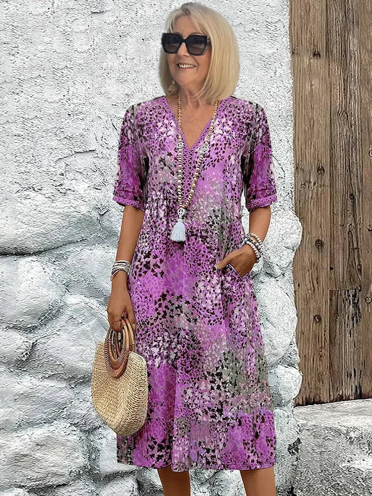 Mirelle | Jurk met V-hals en stijlvolle print