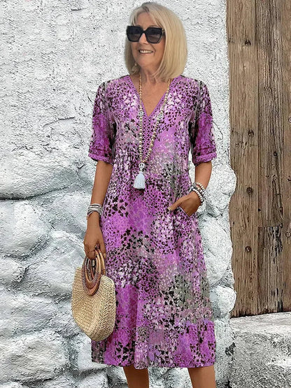 Mirelle | Jurk met V-hals en stijlvolle print