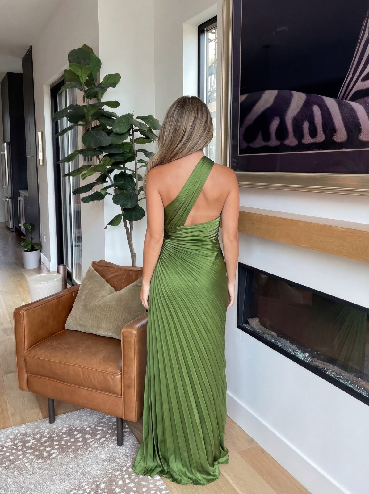 Alessandra | Elegante One-Shoulder Jurk met Plooidetails