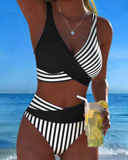 Émilienne | Overslagbikini met streeppatroon