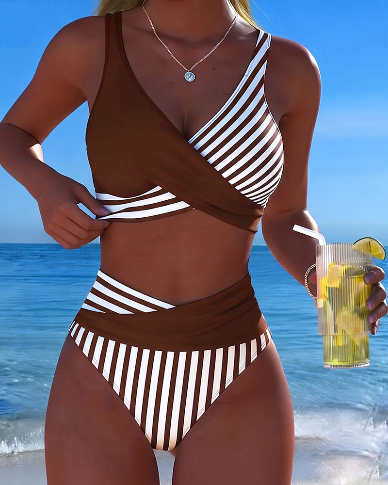 Émilienne | Overslagbikini met streeppatroon