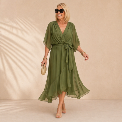 Juliette | Stijlvolle Chiffon Jurk met V-Hals