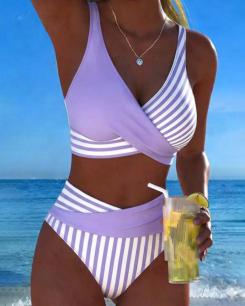 Émilienne | Overslagbikini met streeppatroon