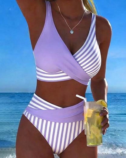 Émilienne | Overslagbikini met streeppatroon