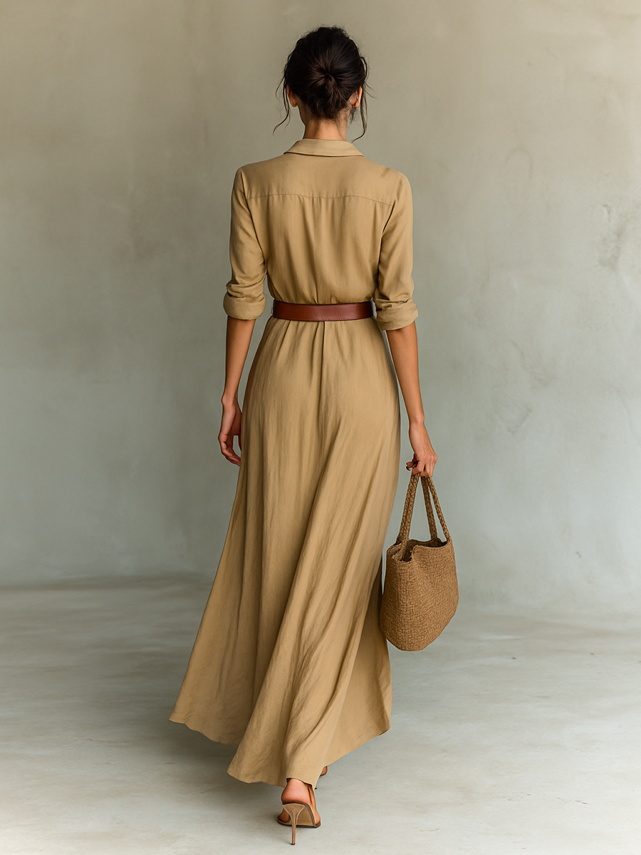 Lucienne | Elegante Maxi Jurk met Reverskraag