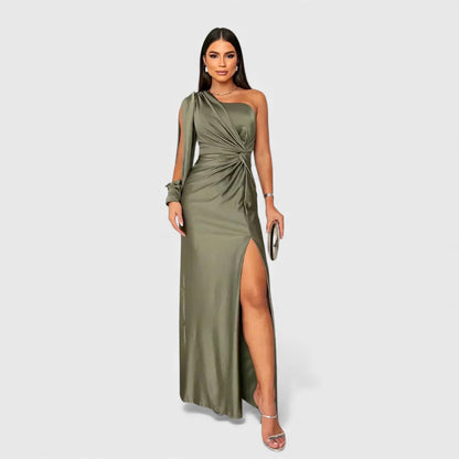VALERIE | Elegante Maxi Jurk met One-Shoulder Pasvorm voor Avond & Feest