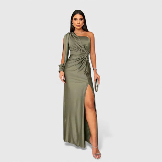 VALERIE | Elegante Maxi Jurk met One-Shoulder Pasvorm voor Avond & Feest