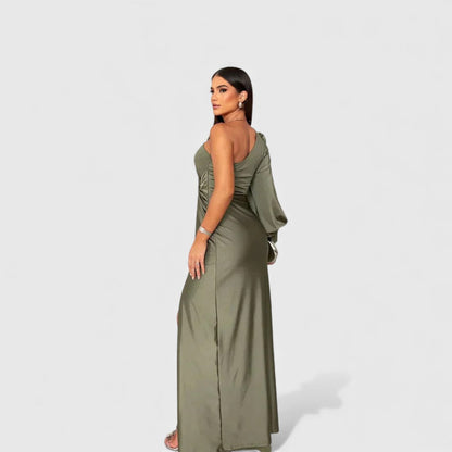 VALERIE | Elegante Maxi Jurk met One-Shoulder Pasvorm voor Avond & Feest