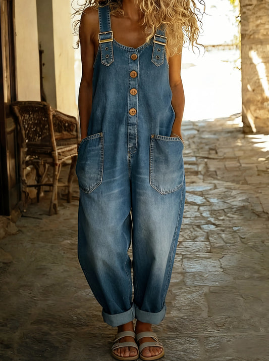 Valentina | Casual denim jumpsuit met verstelbare gesp