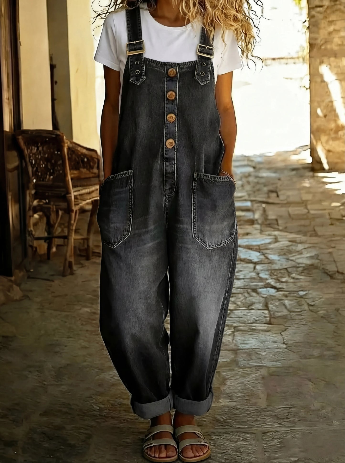 Valentina | Casual denim jumpsuit met verstelbare gesp