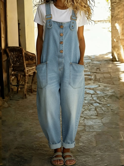 Valentina | Casual denim jumpsuit met verstelbare gesp
