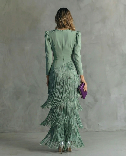 Eliora | Elegante Jurk met Franjemouwen ✨
