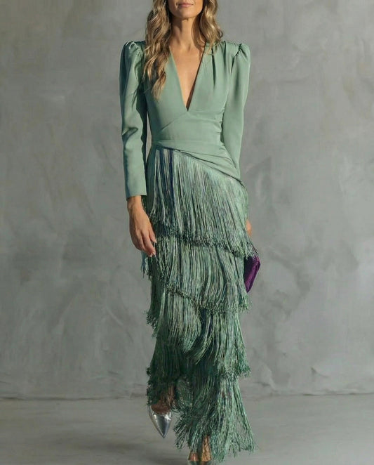 Eliora | Elegante Jurk met Franjemouwen ✨