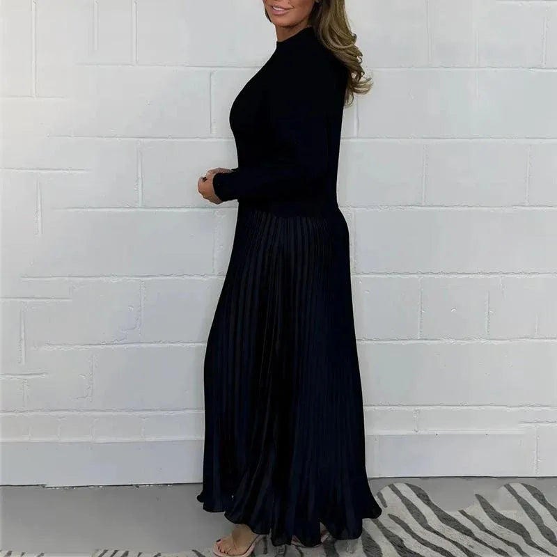 Klaudia | Maxi-jurk met Gebreide Top en Geplooide Rok