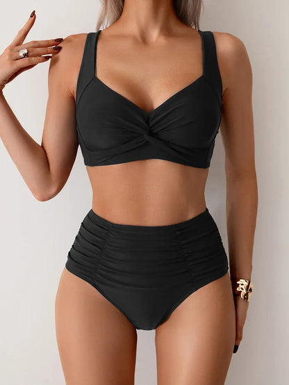 Livia - Bikini met gekruiste halslijn en hoge taille