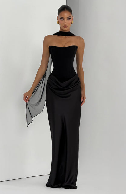 Violetta | Elegante Zwarte Maxi Jurk