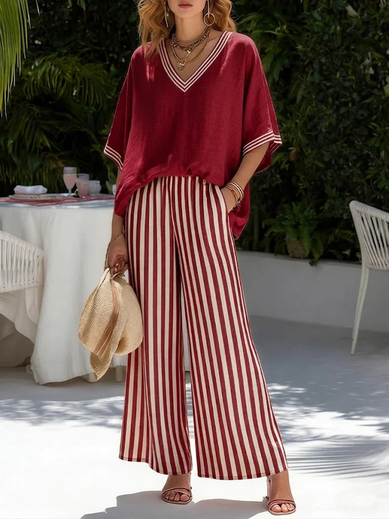 Lena - Elegant en casual gestreept setje