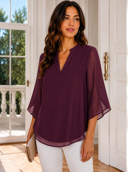 Virelle | Chiffon Blouse met V-Hals