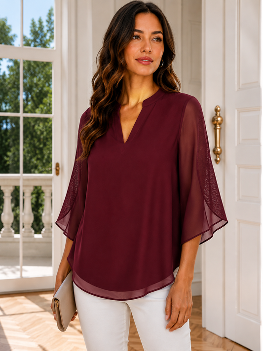 Virelle | Chiffon Blouse met V-Hals