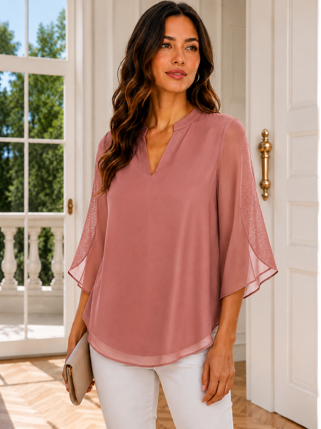 Virelle | Chiffon Blouse met V-Hals