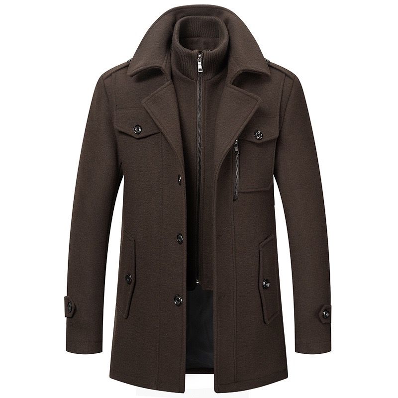 GIORVANNI | Elegante Wollen Jas met Hoge Kraag