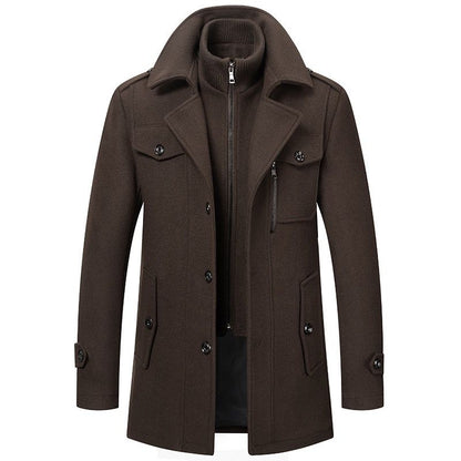 GIORVANNI | Elegante Wollen Jas met Hoge Kraag