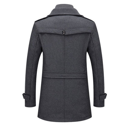 GIORVANNI | Elegante Wollen Jas met Hoge Kraag