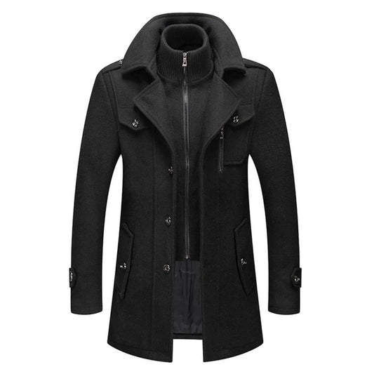 GIORVANNI | Elegante Wollen Jas met Hoge Kraag