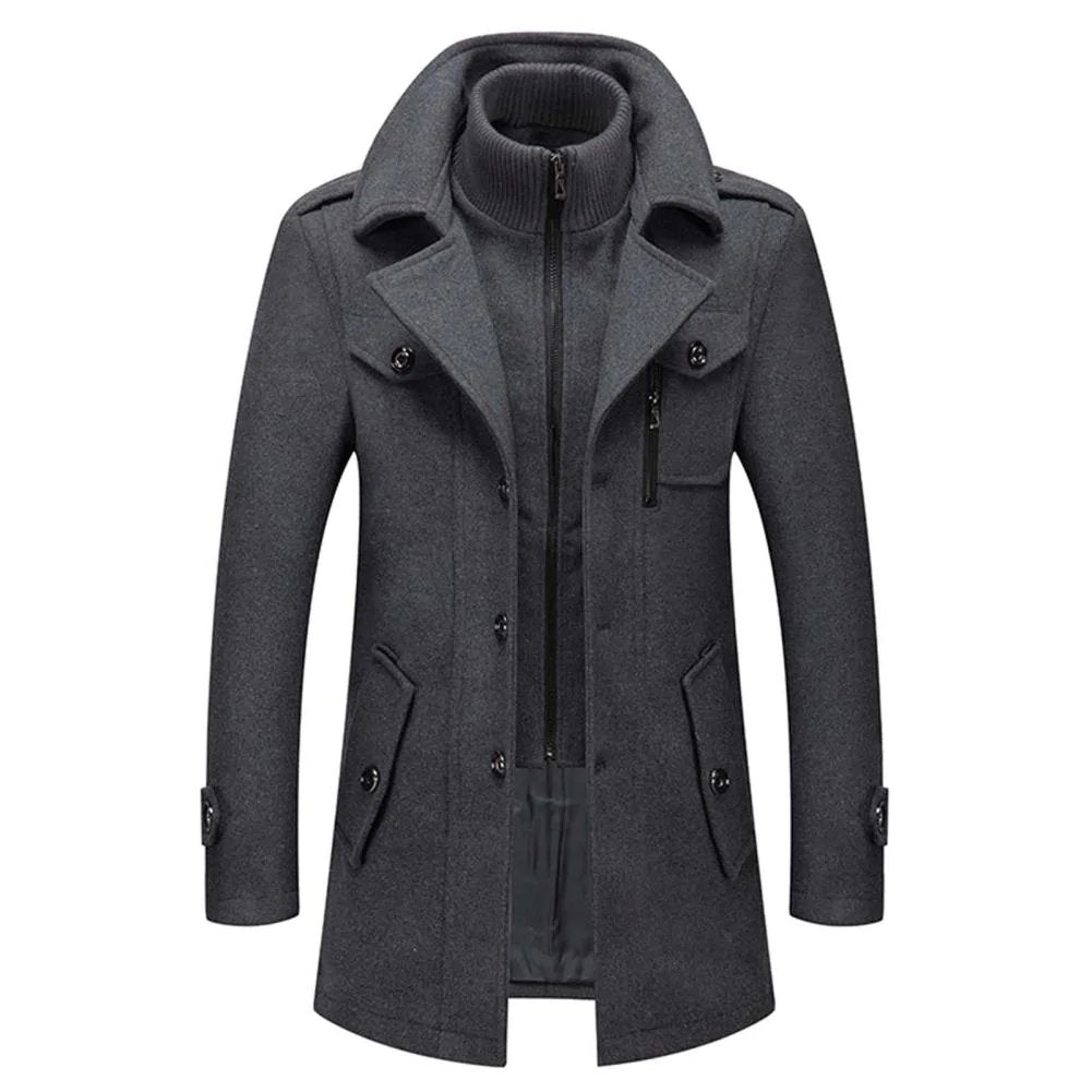 GIORVANNI | Elegante Wollen Jas met Hoge Kraag