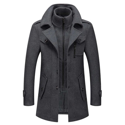 GIORVANNI | Elegante Wollen Jas met Hoge Kraag