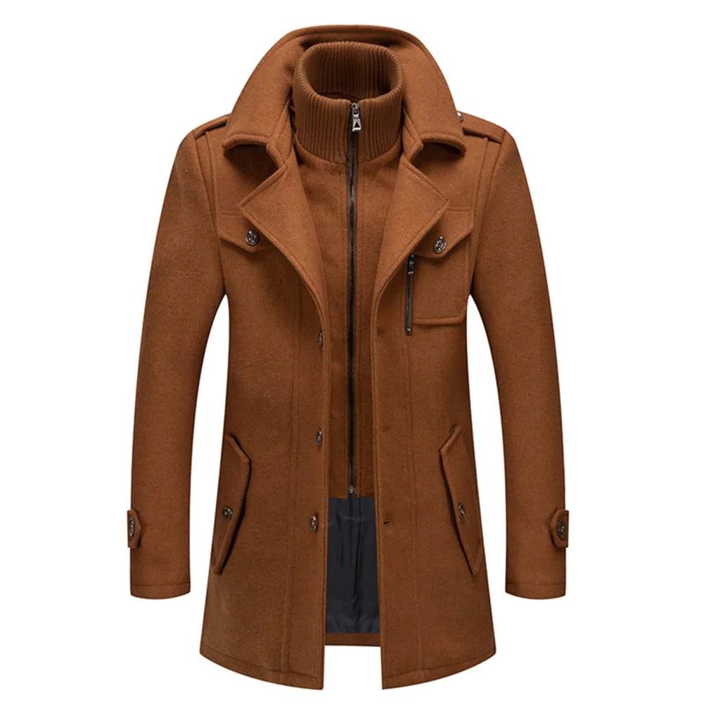 GIORVANNI | Elegante Wollen Jas met Hoge Kraag