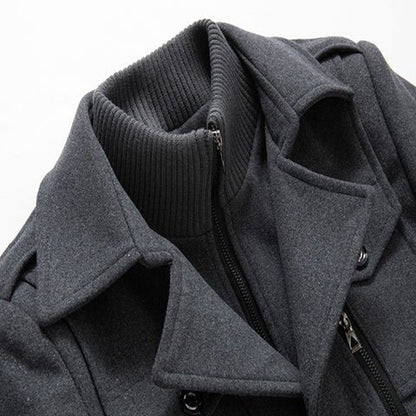 GIORVANNI | Elegante Wollen Jas met Hoge Kraag