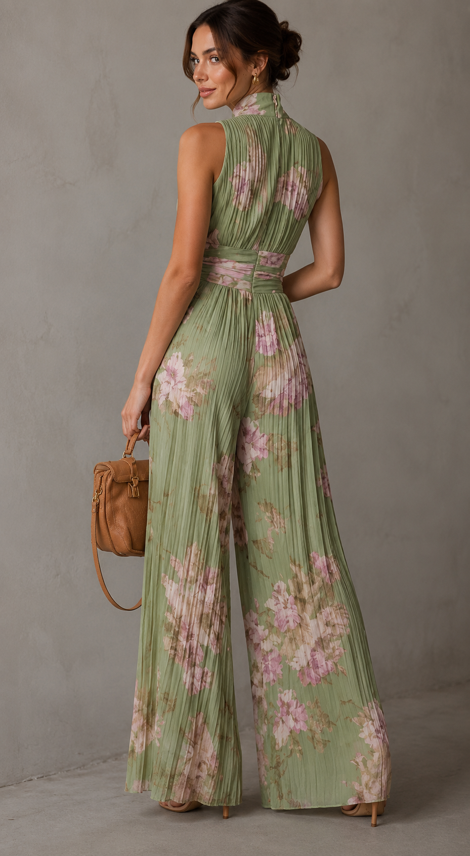 Avelisse | Geplooide Chiffon Jumpsuit met Bloemenprint