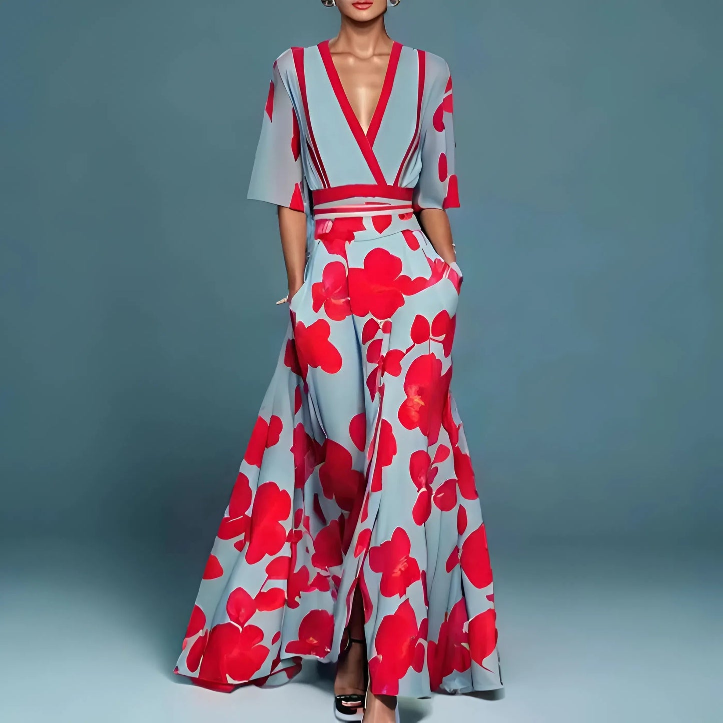 Elena | Elegante maxi-jurk met diepe V-hals