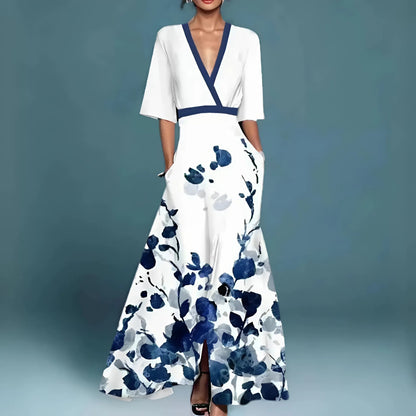 Elena | Elegante maxi-jurk met diepe V-hals