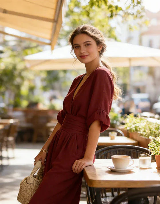 Livia – Elegante jumpsuit met V-hals en wijde pijpen