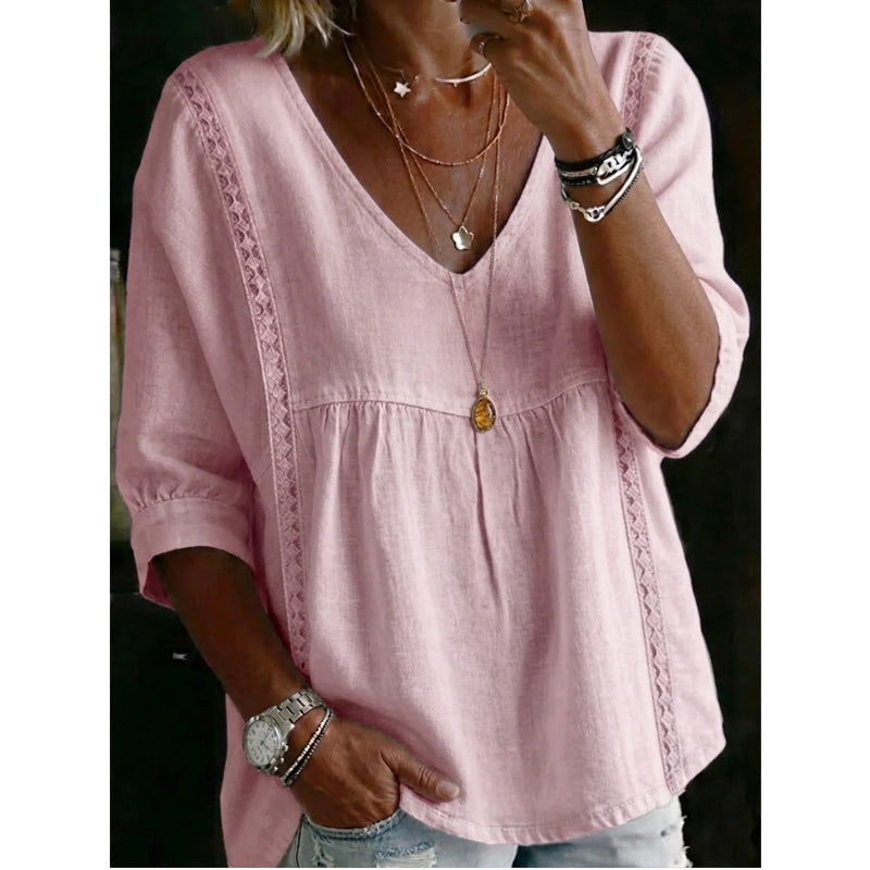 Elena | Elegante kanten V-hals top