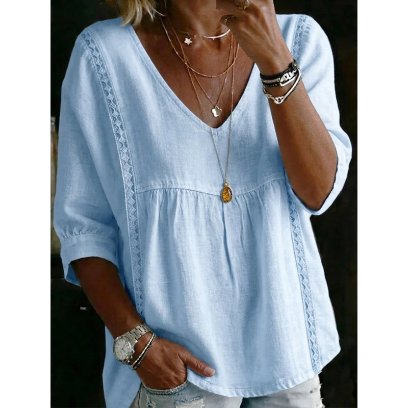 Elena | Elegante kanten V-hals top