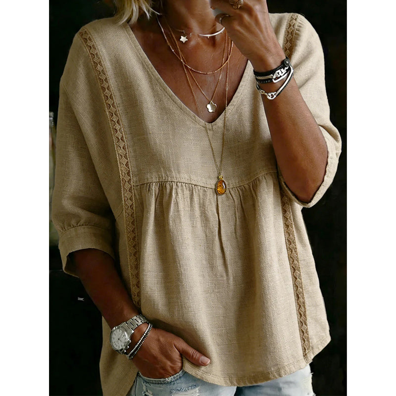 Elena | Elegante kanten V-hals top