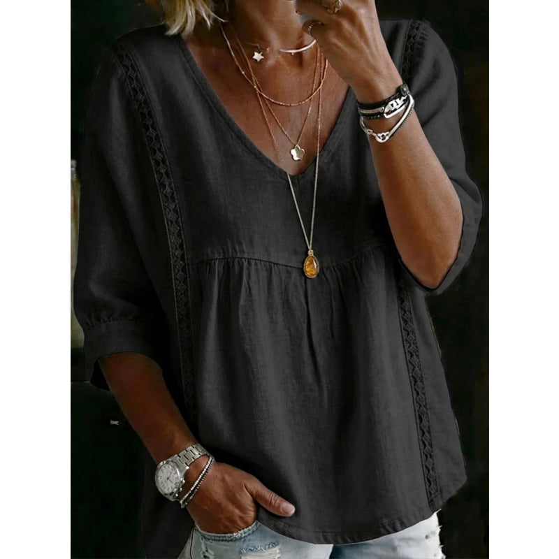 Elena | Elegante kanten V-hals top