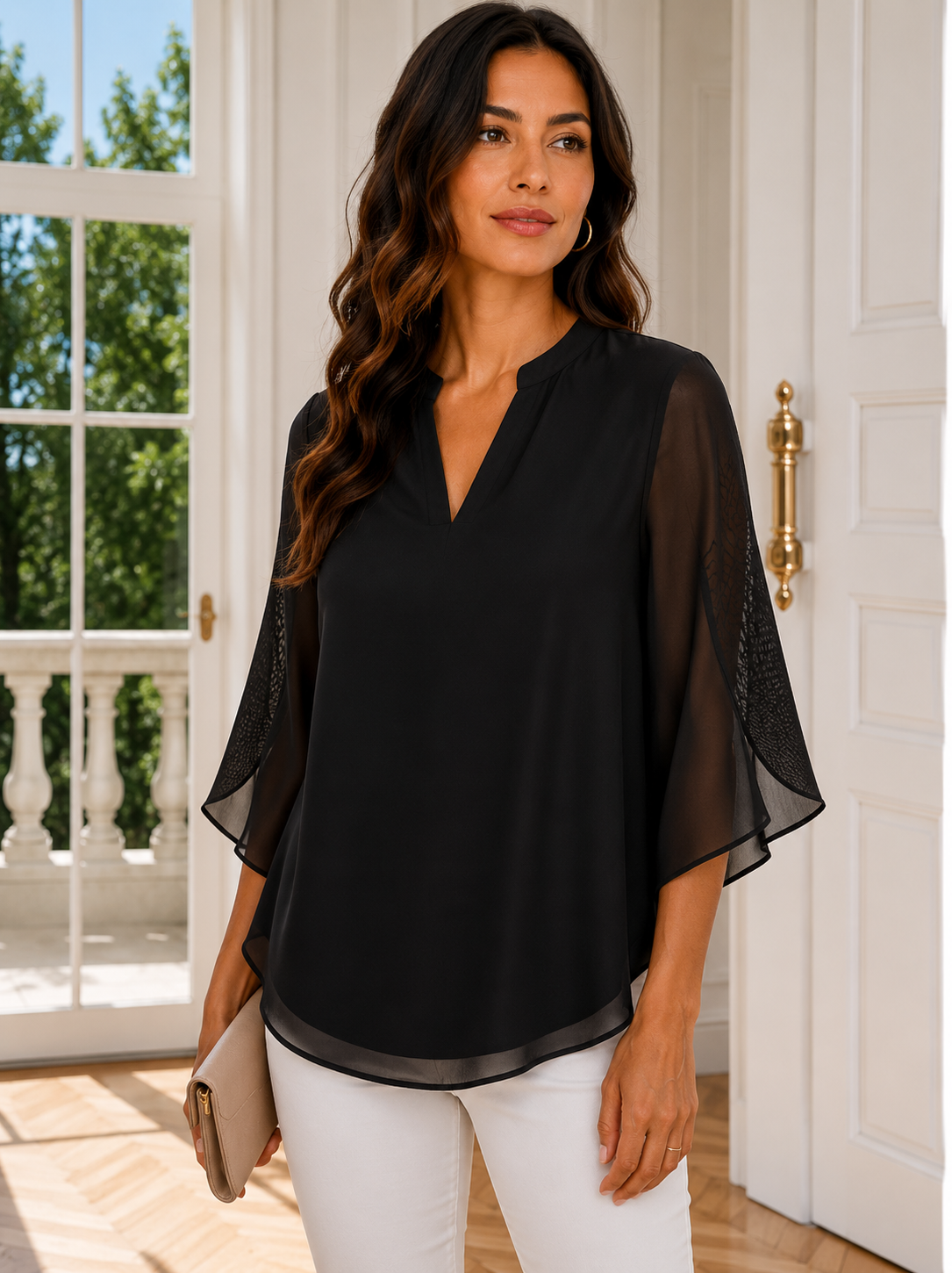 Virelle | Chiffon Blouse met V-Hals
